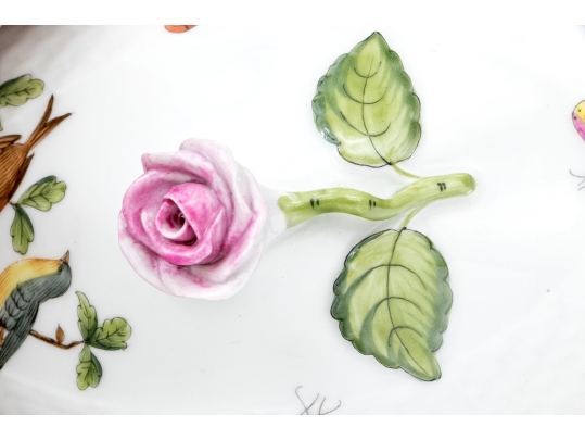 Herend Hungary Hand-Painted Porcelain Covered Bonbon Dish, Rothschild Bird (RO) Pattern