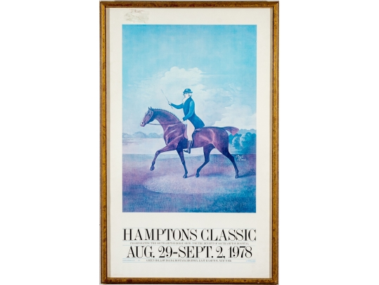 After Paul Davis Framed Vintage Horse Show Poster, Hamptons Classic 1978 