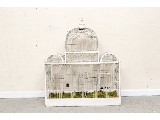 Massive Vintage Iron Birdcage On Stand