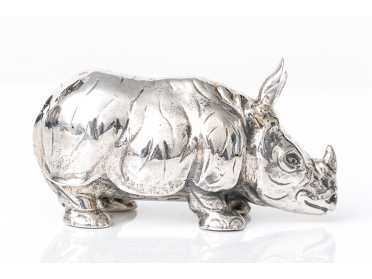 Buccellati Sterling Silver Miniature Captivating Standing Rhino, Retail $630