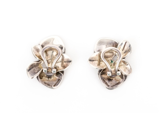 Angela Cummings Sterling Silver Fabulous Vintage Flower Motif Earrings