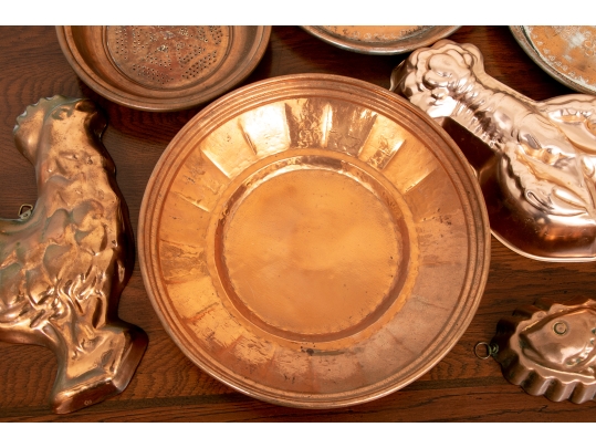 Impressive Collection Of  Four Copper Molds And  Four Plates