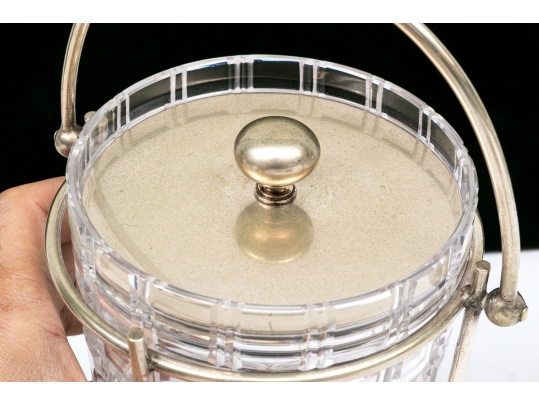 Antique Cut Crystal And Silverplate Biscuit Jar