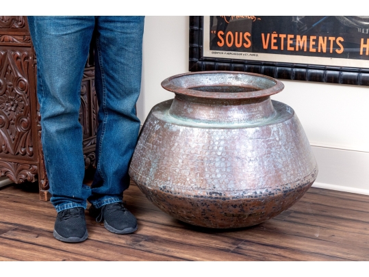 Oversized Solid Copper Jardiniere