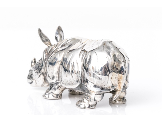 Buccellati Sterling Silver Miniature Captivating Standing Rhino, Retail $630