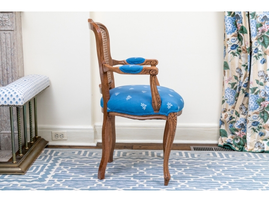 Carved Fruitwood And Cane Back Fauteuil