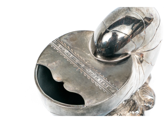Antique English Silverplate Nautilus Spoon Warmer