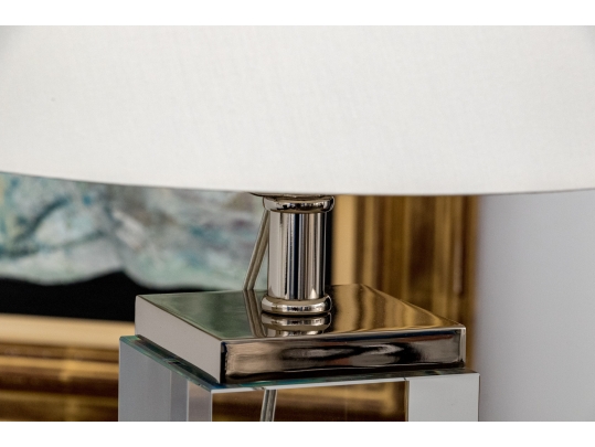 Restoration Hardware Quality Pair Of Solid Crystal Table Lamps