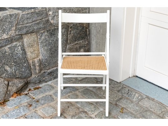 Set Of Eight Folding Chairs With Cane Seats