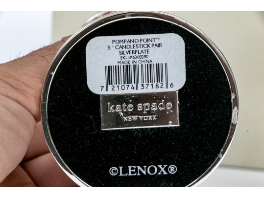 Pair Of Kate Spade By Lenox Silverplate Candlesticks- Pompano Point Style, Boxed