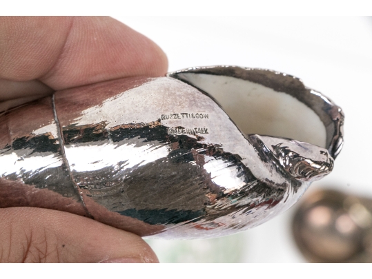 Group Of Six Fine Decorative Silver Clad Shells With Ruzzetti Italy