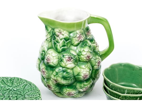 Assembled Fourteen Piece Collection Of Portuguese Ceramic Serving Items