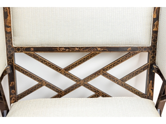 Custom Upholstered Chinoiserie Wing Chairs