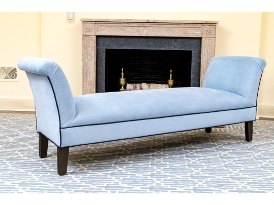 Custom Upholstered Bed End Or Window Bench With Flared Arms