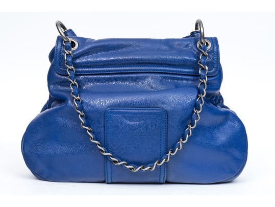 Chanel Striking Blue Purple Glazed Caviar Leather Coco Rider Flap Hobo