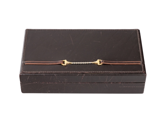 Gucci Handsome Vintage Brown Leather Trinket Box