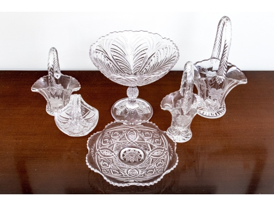 Collection Of Six Pressed Glass Table Pieces