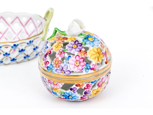 Group Of Three Herend Hungary Hand-Painted Porcelain Miniatures