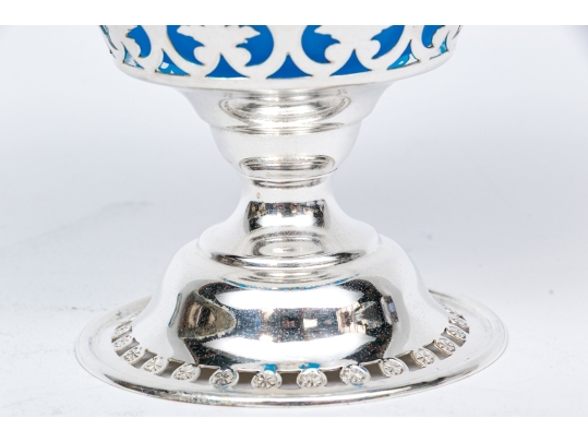 Silverplate And Opaline Glass Basket