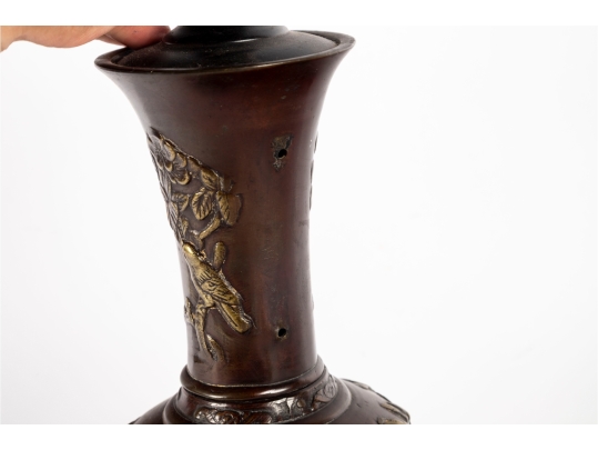 Chinese Brass Vase Converted Table Lamp