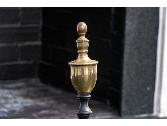 Pair Of Brass And Iron Andirons