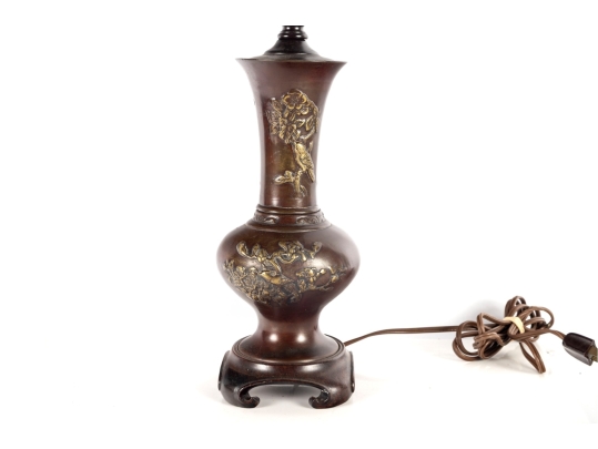 Chinese Brass Vase Converted Table Lamp