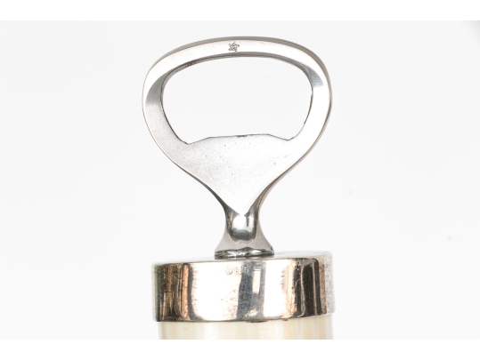 Antique Oversized Tusk And Silverplate Bottle Opener