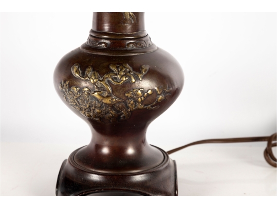 Chinese Brass Vase Converted Table Lamp