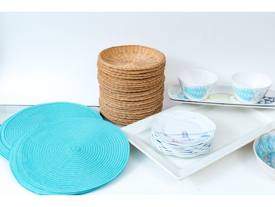 Collection Of Melamine And Woven Bowls