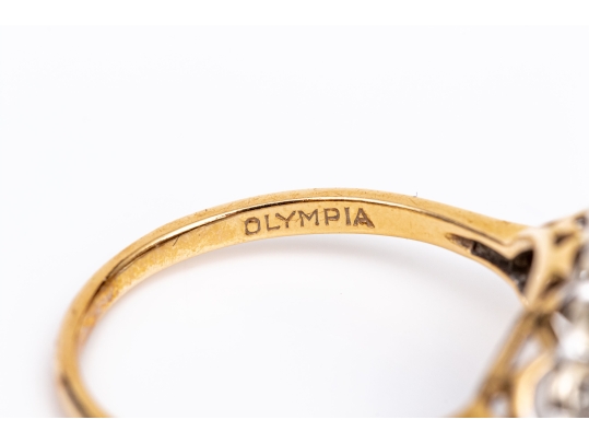 14k Gold Vintage Horizontal Navette Profile Diamond Set Cluster Ring, App. 0.15 TCW, Size 9.25