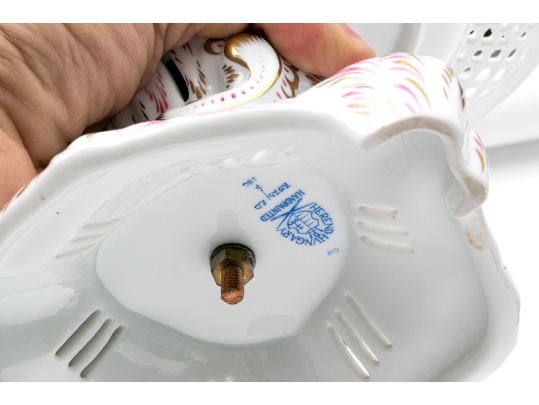 Rare, Exceptional Herend Hungary Hand-Painted Porcelain Three-Tier Server, Rothschild Bird Pattern