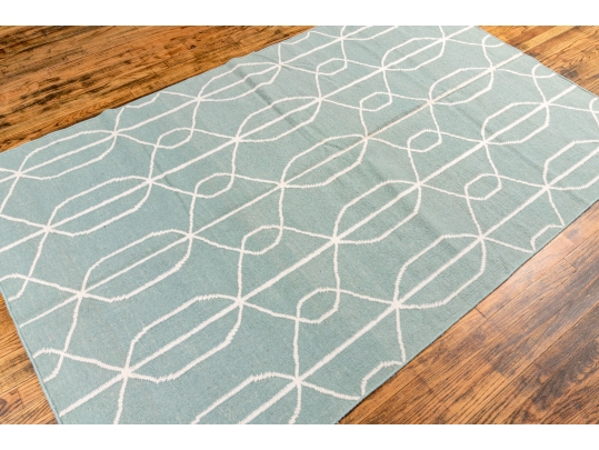 Hand Woven Wool Abstract Carpet, 8' X 5'-1