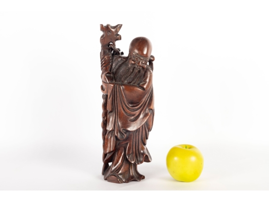 Chinese Carved Wood Figure Of Shou Lao