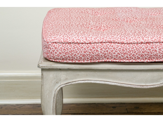 Elegantly Carved Upholstered Window Or Bed End Bench