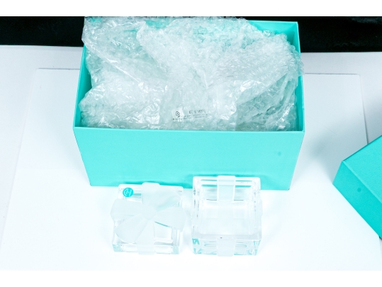 Tiffany & Co. Crystal Box With Bow And A Tiffany Box 