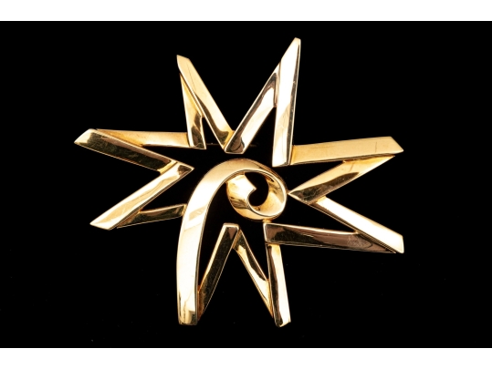 Tiffany & Co. 18k Yellow Gold Paloma PIcasso Impactful Jumbo Graffiti Celestial Star Brooch