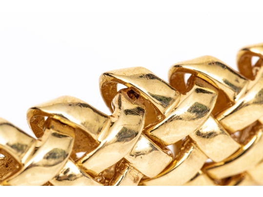 Tiffany & Co. 18k Yellow Gold Fabulous Chunky Open Basket Weave Motif Bracelet, With Box