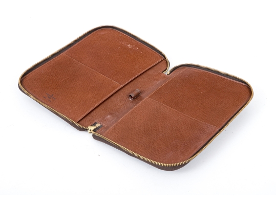 Louis Vuitton Brown Monogram Small Leather Zip Folio Pouch