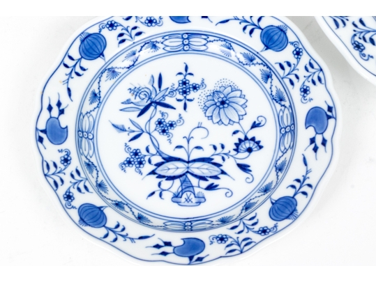Set Of Three German, Meissen Blue And White Plates