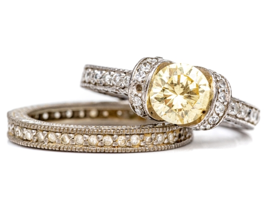 Sterling Silver Ornate Duo Of Matching Cz Set Rings, Size 6.75