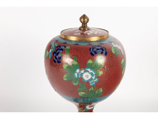 Chinese Cloisonné Enamel Goblet-Form Lidded Vessel