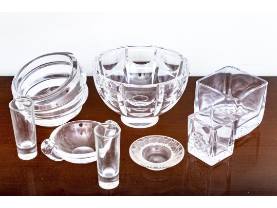 Collection Of Crystal & Glass Serving And Decorating Wares, Including Orrefors And Lalique