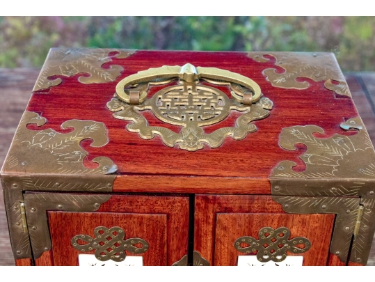 Diminutive Chinese Jewelry Chest With Inlaid Plaques