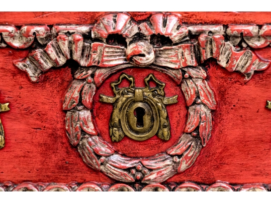 Antique Neoclassical Style Vibrant Red Bachelor's Chest