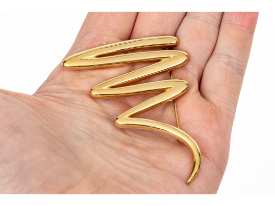 Tiffany & Co. 18k Yellow Gold Paloma Picasso Iconic Jumbo Graffiti Squiggle Brooch, With Box