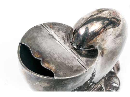 Antique English Victorian Silverplate Nautilus Spoon Warmer 