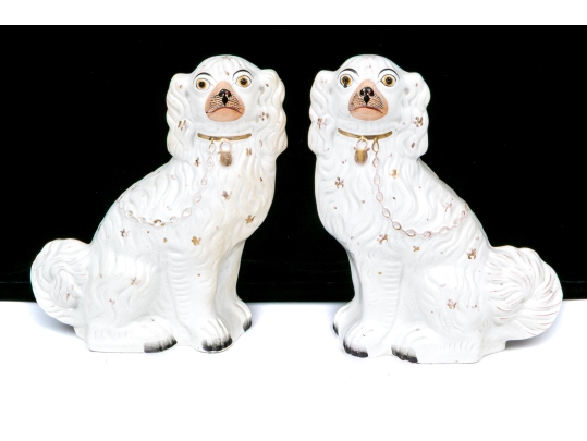 Pair Of English Staffordshire Ceramic Spaniels