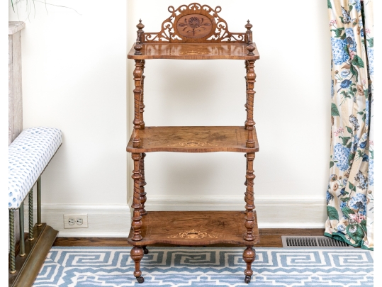 Tiered Stand With Marquetry And Pierced Back Gallery