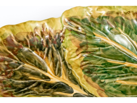 Italian Hand-Painted Ceramic Chip And Dip Leaf Form Bowl