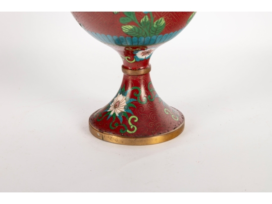 Chinese Cloisonné Enamel Goblet-Form Lidded Vessel